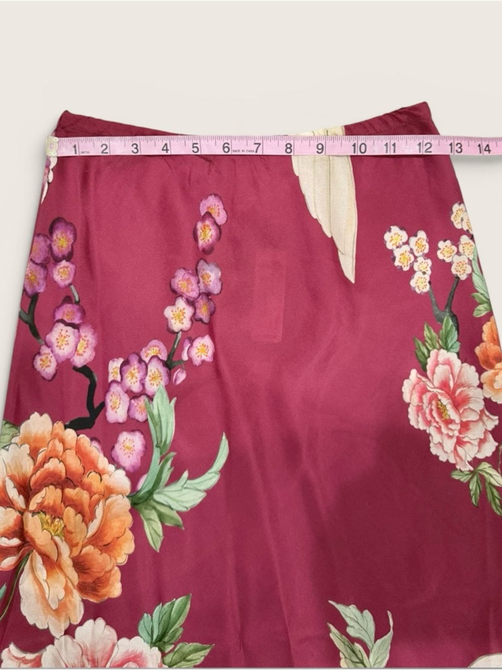 Bryn Walker NWT XXS Burgundy Silk Crane Floral  Print Skirt & Top Set $360 - Picture 12 of 16